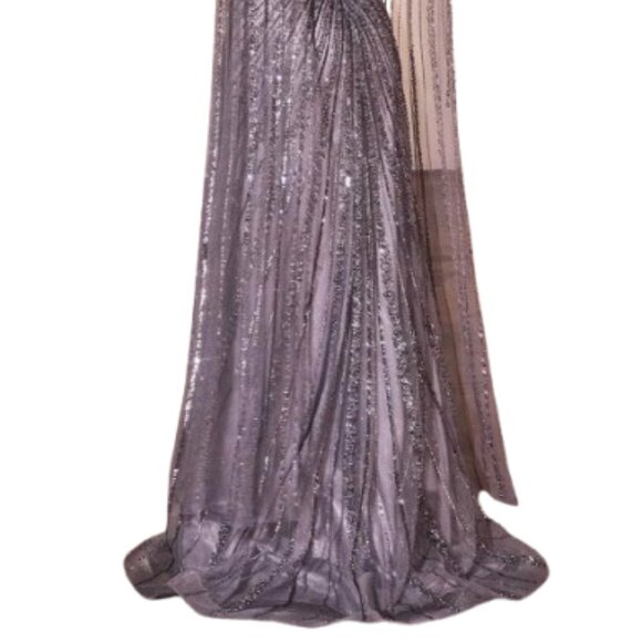 NWT Ladivine CD0239 Tulle Formal Gown English Violet Size 22 - Picture 4 of 6